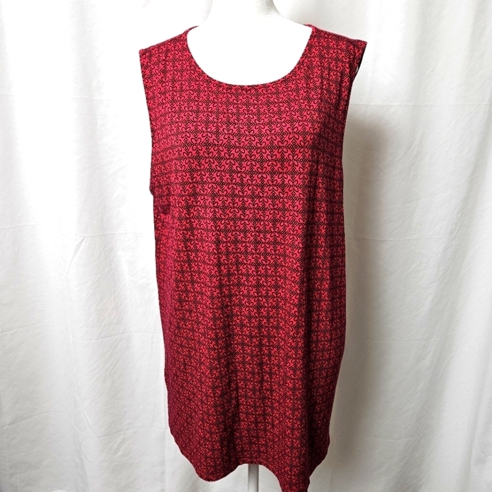J.Jill Wearable Women's Red Patterned Sleeveless Top Size L